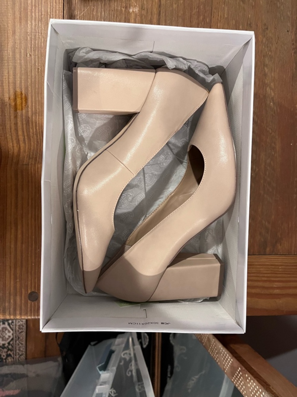 Steve Madden Rhetoric Nude Pointed Toe Block Heel Pumps - Picture 3 of 3